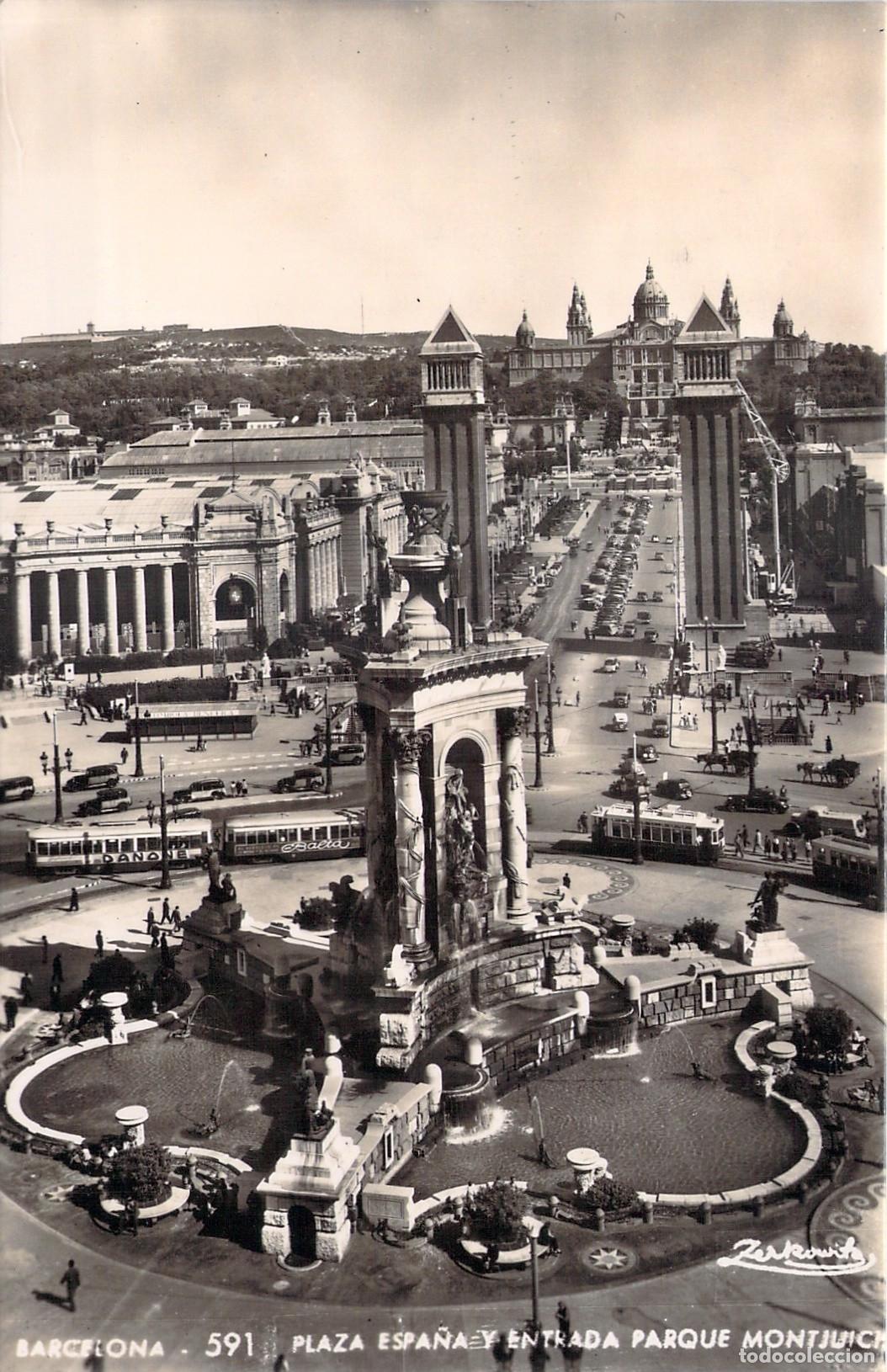 Postales: Postal Barcelona Plaza Espa&ntilde;a y Entrada al Parque de Montjuich
