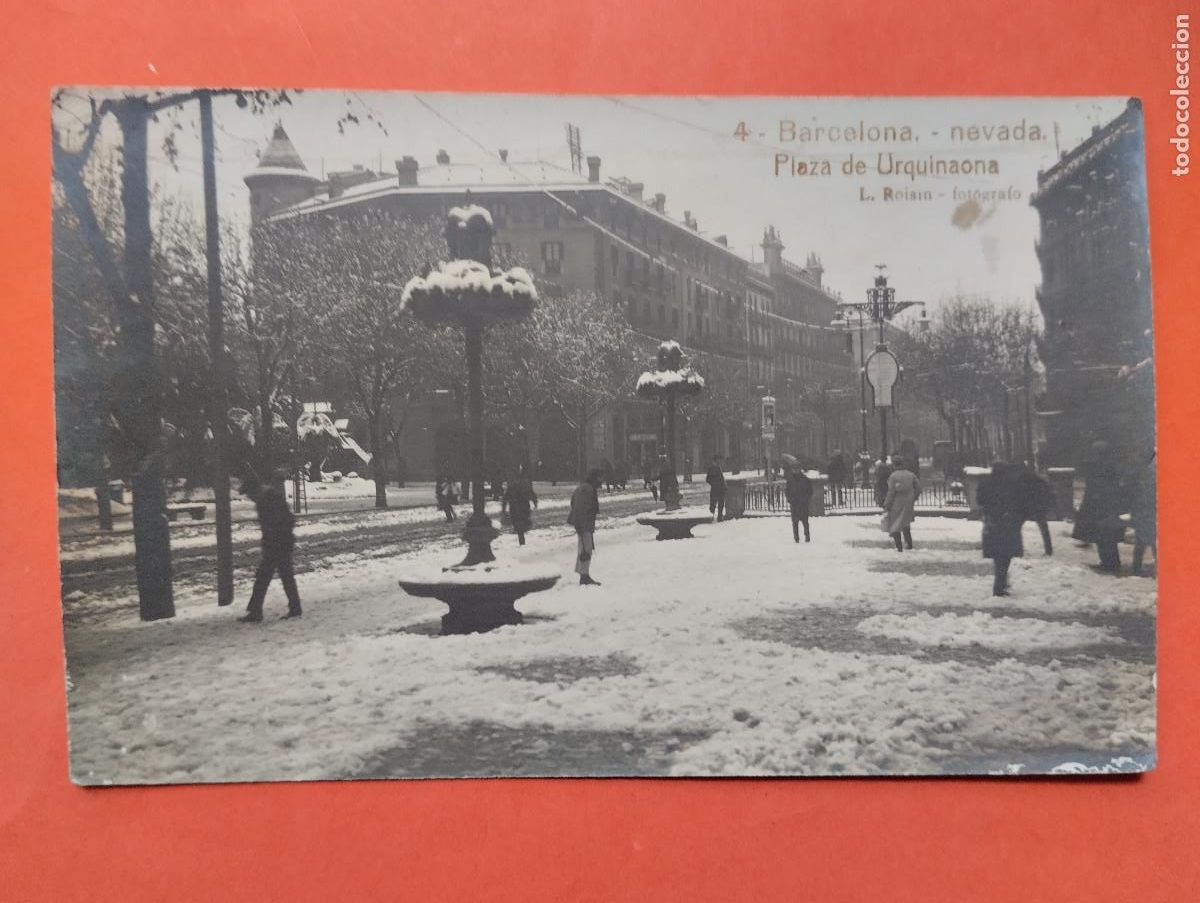Postales: POSTAL FOTOGRAFICA. BARCELONA NEVADA. PLAZA URQUINAONA. L. ROISIN.