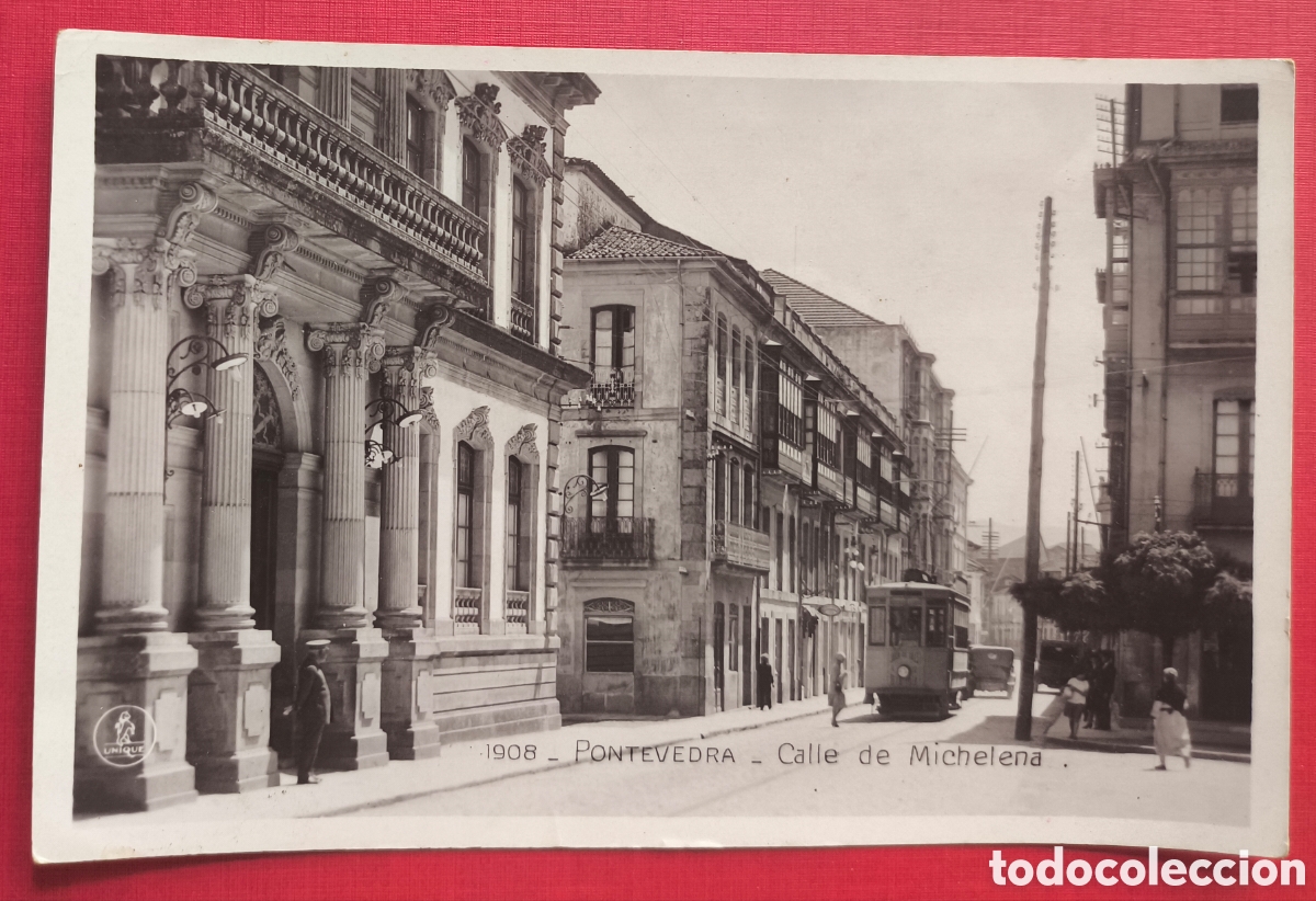 Postales: PONTEVEDRA RUA MICHELENA POSTAL FOTOGR&Aacute;FICA ANIMADA ED. UNIQUE GALICIA C. 1920