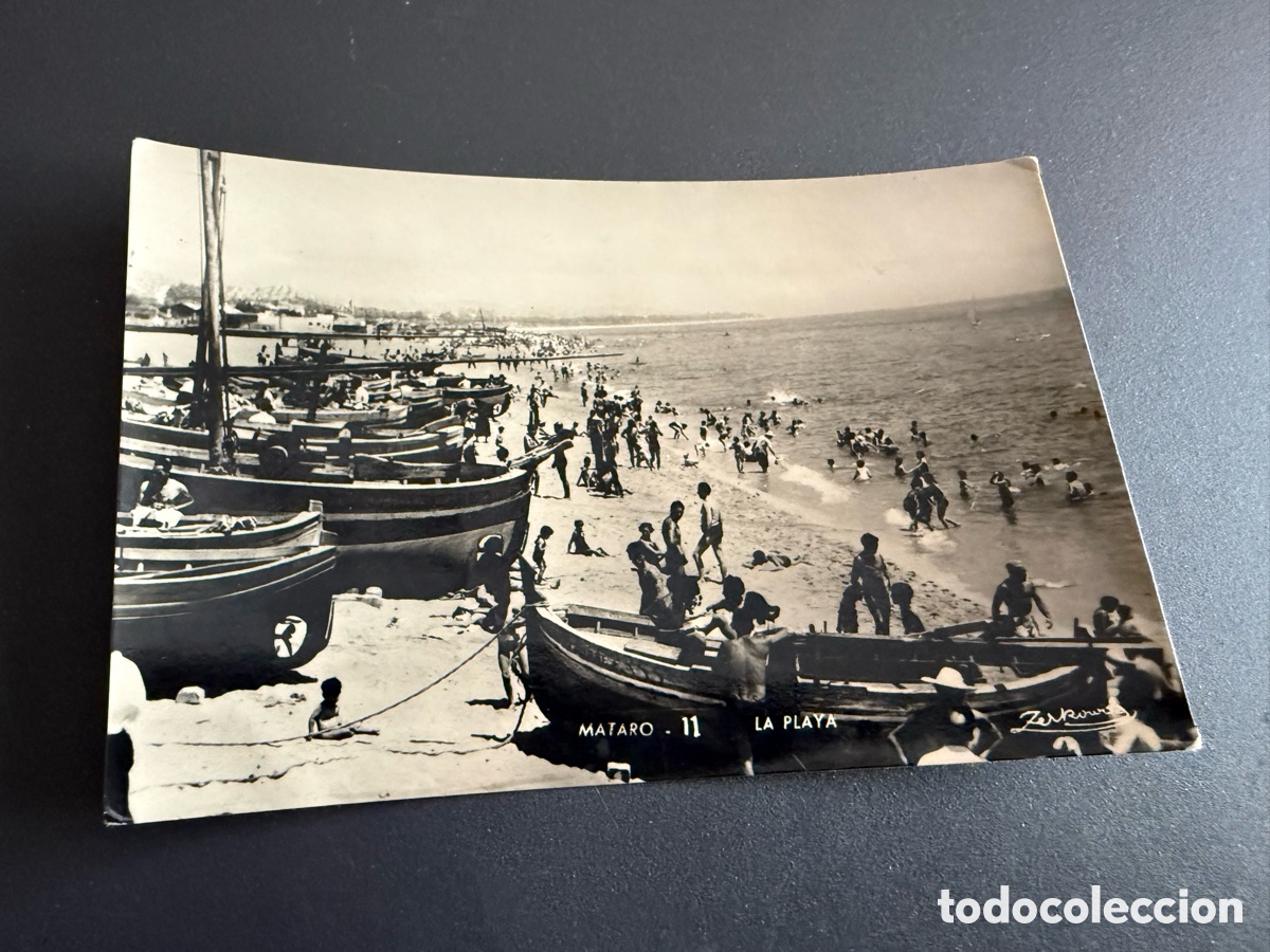 Postales: Postal. MATAR&Oacute;. 11- LA PLAYA. 1956