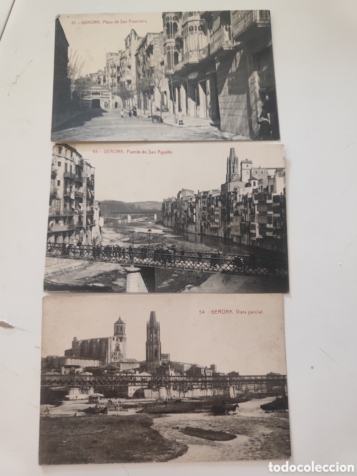 Postales: Tres postales de Girona, Catalu&ntilde;a, principios de 1900