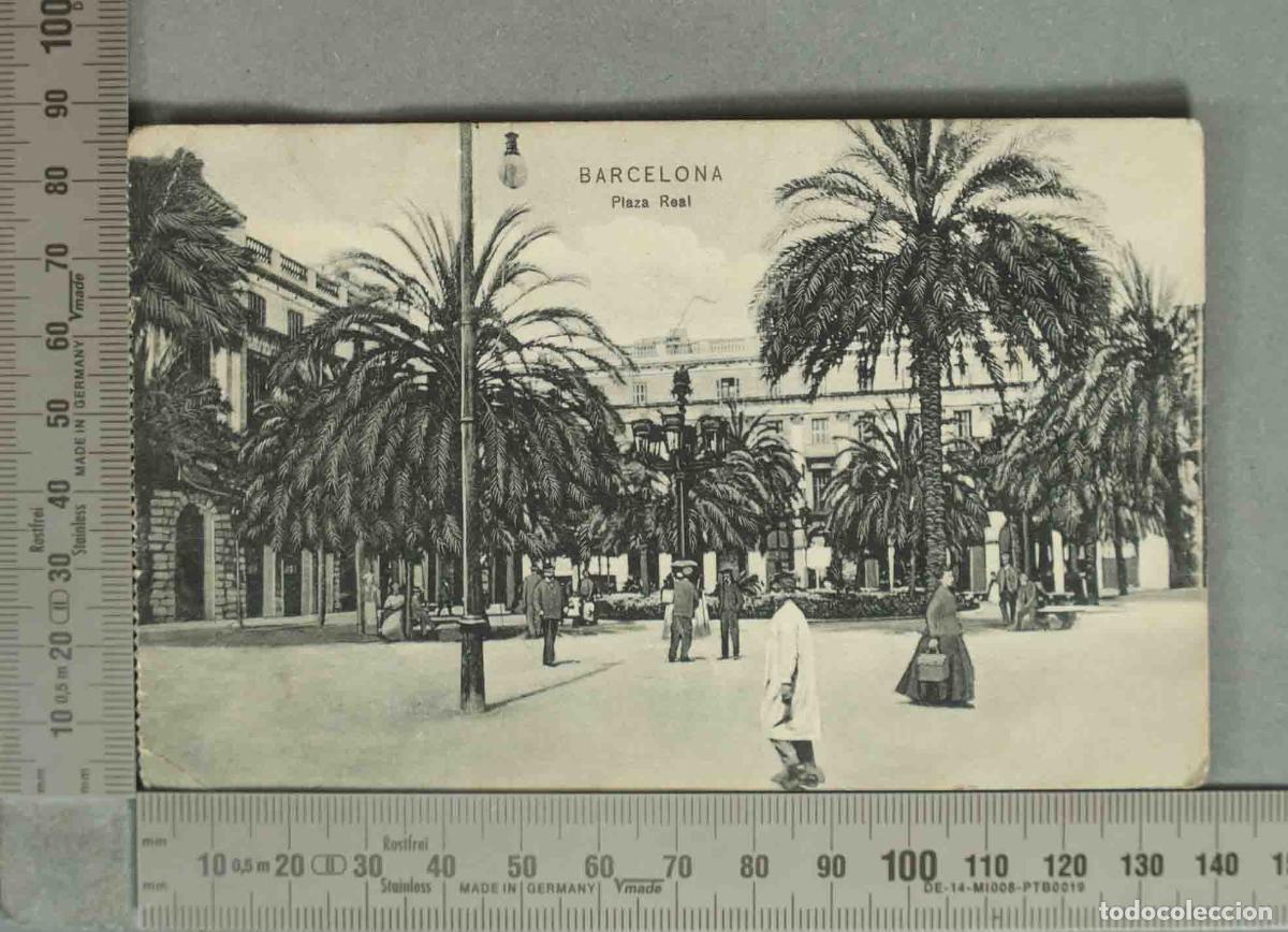 Postales: POSTAL. Barcelona - Plaza Real - Paseo de Col&oacute;n - Miss&eacute; Hnos.