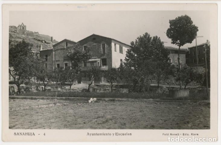 Postales: a11352 Sanahuja Ayuntamiento Y Escuelas Riera N&ordm;4 escrita fotografica