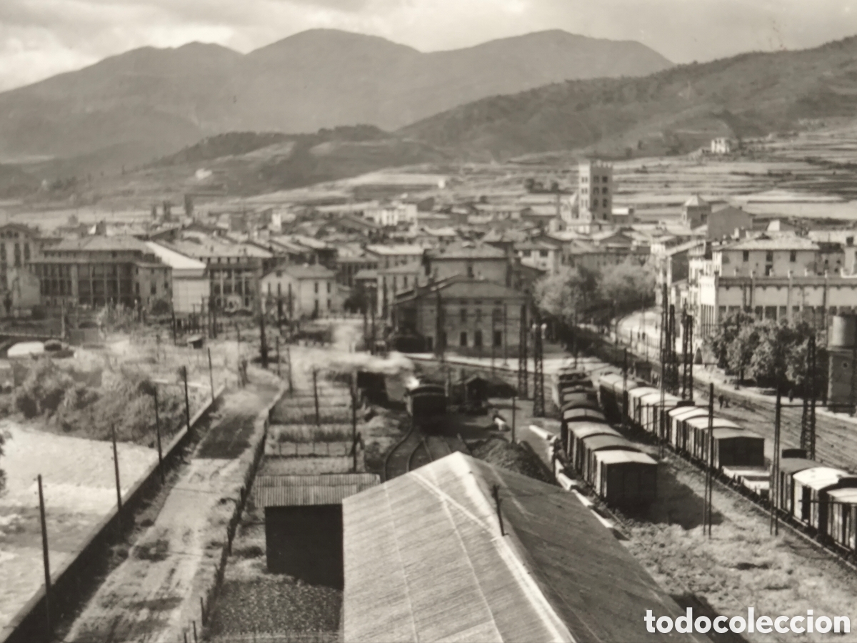 Postales: RIPOLL ESTACI&Oacute; FERROCARRIL POSTAL FOTOGR&Aacute;FICA GIRONA C. 1955