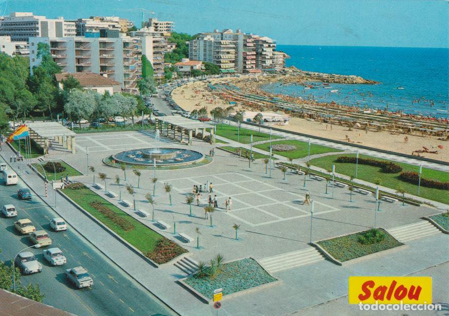 Postales: SALOU (TARRAGONA) FUENTE Y PLAYA - FOTO RAYMOND N&ordm;111 - CIRCULADA