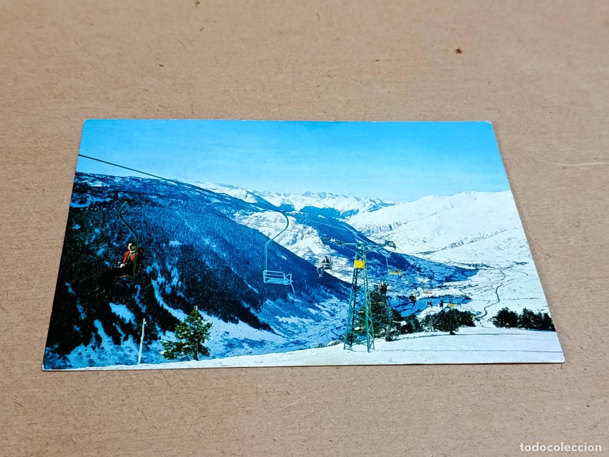 Postales: VALL D'ARAN - POSTAL SALARD&Uacute; - TELESILLA DE LA BAQUEIRA - AL FONDO EL PICO DE ANETO