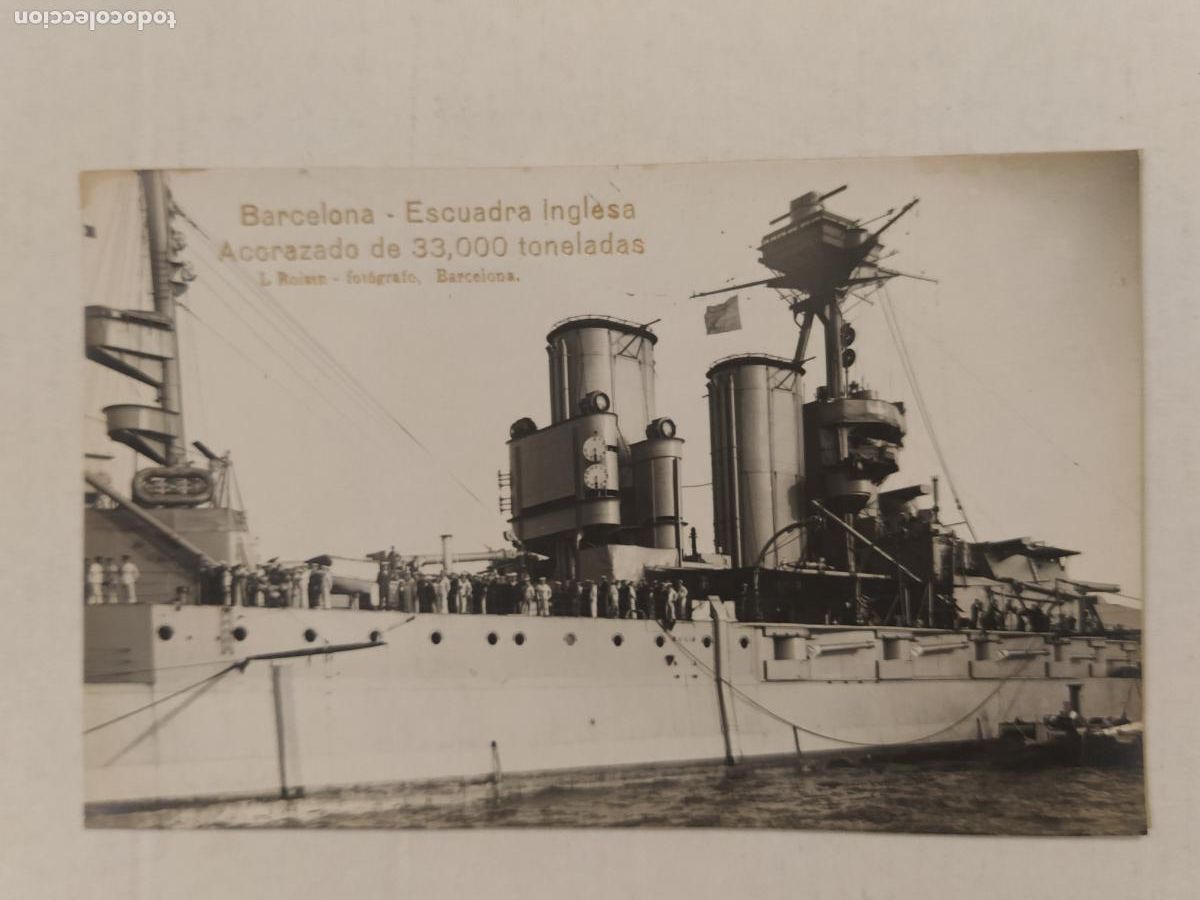 Postales: BARCELONA - ESCUADRA INGLESA - ACORAZADO - BARCO - FOTOGRAFICA ROISIN -POSTAL ANTIGUA-(116.168)