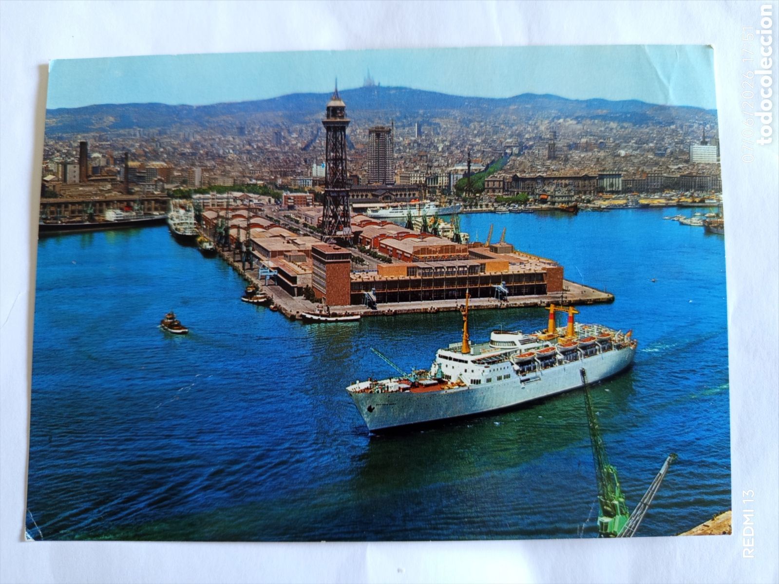 Postales: Postal antigua Puerto Barcelona. Escrita por detr&aacute;s