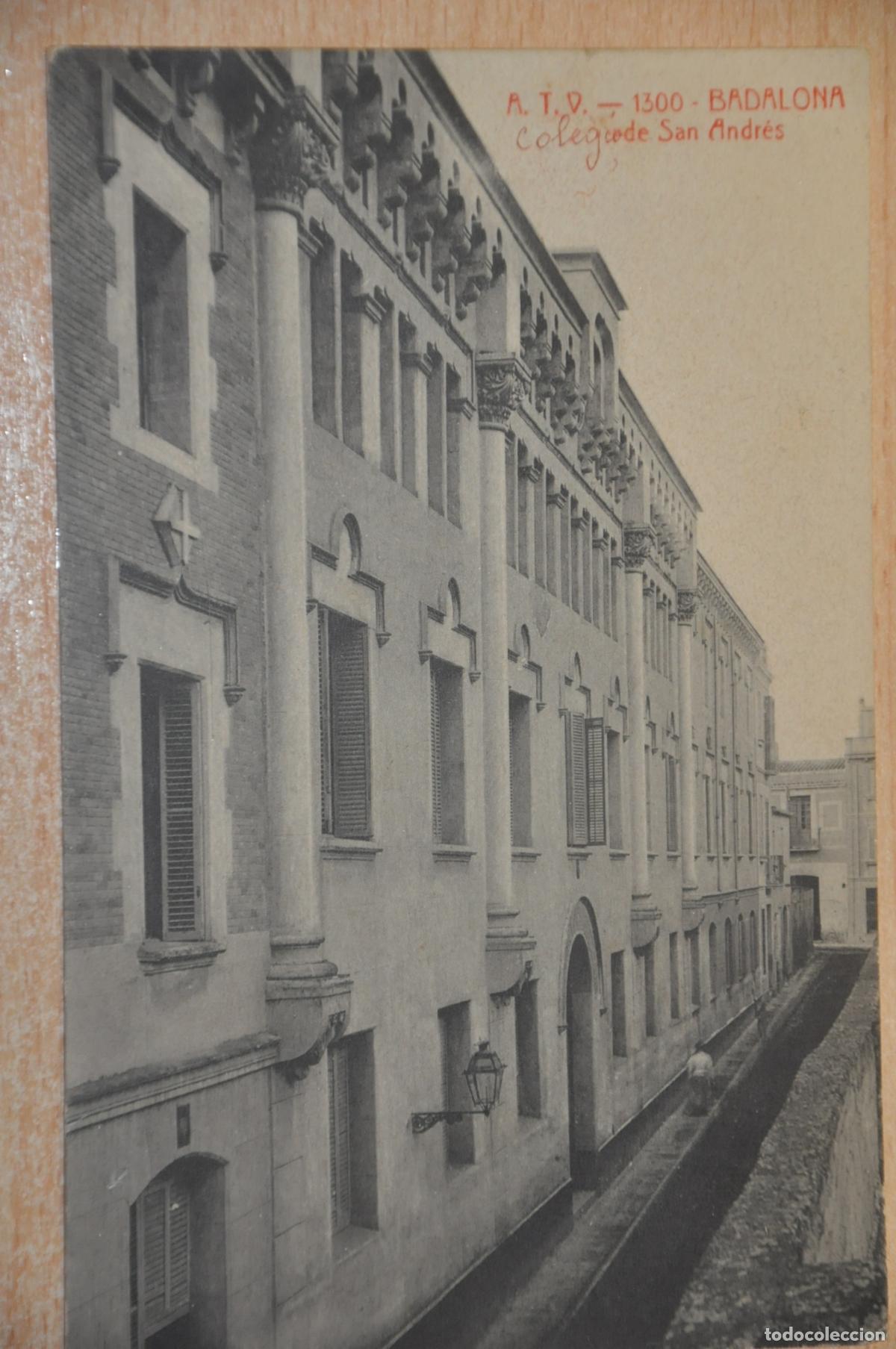 Postales: postal badalona, colegio de san andres atv 1300 (colegio escrito en bol&iacute;grafo)