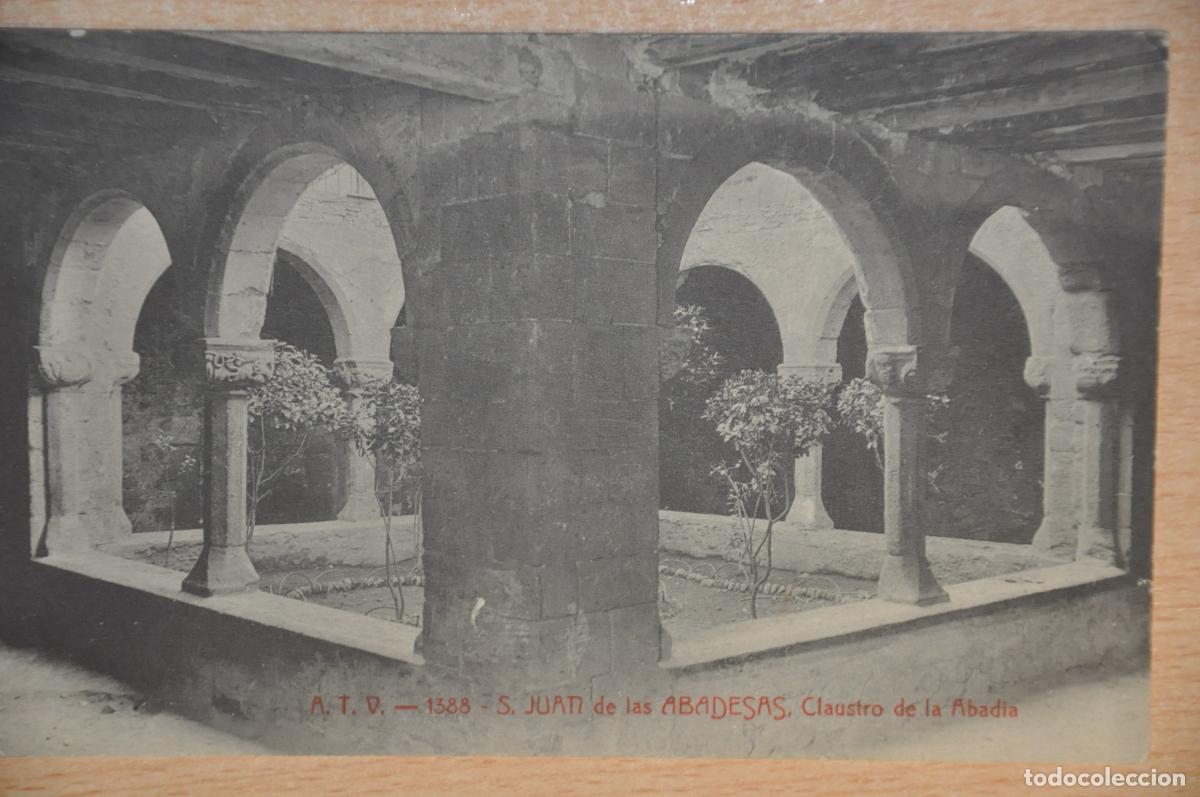 Postales: postal san juan de las abadesas, claustro de la abadia atv 1388
