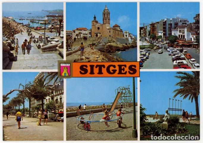Postales: m11833 6784 Sitges Diversos Aspectos 1973 Escudo De Oro N&ordm;10 sc coches columpios