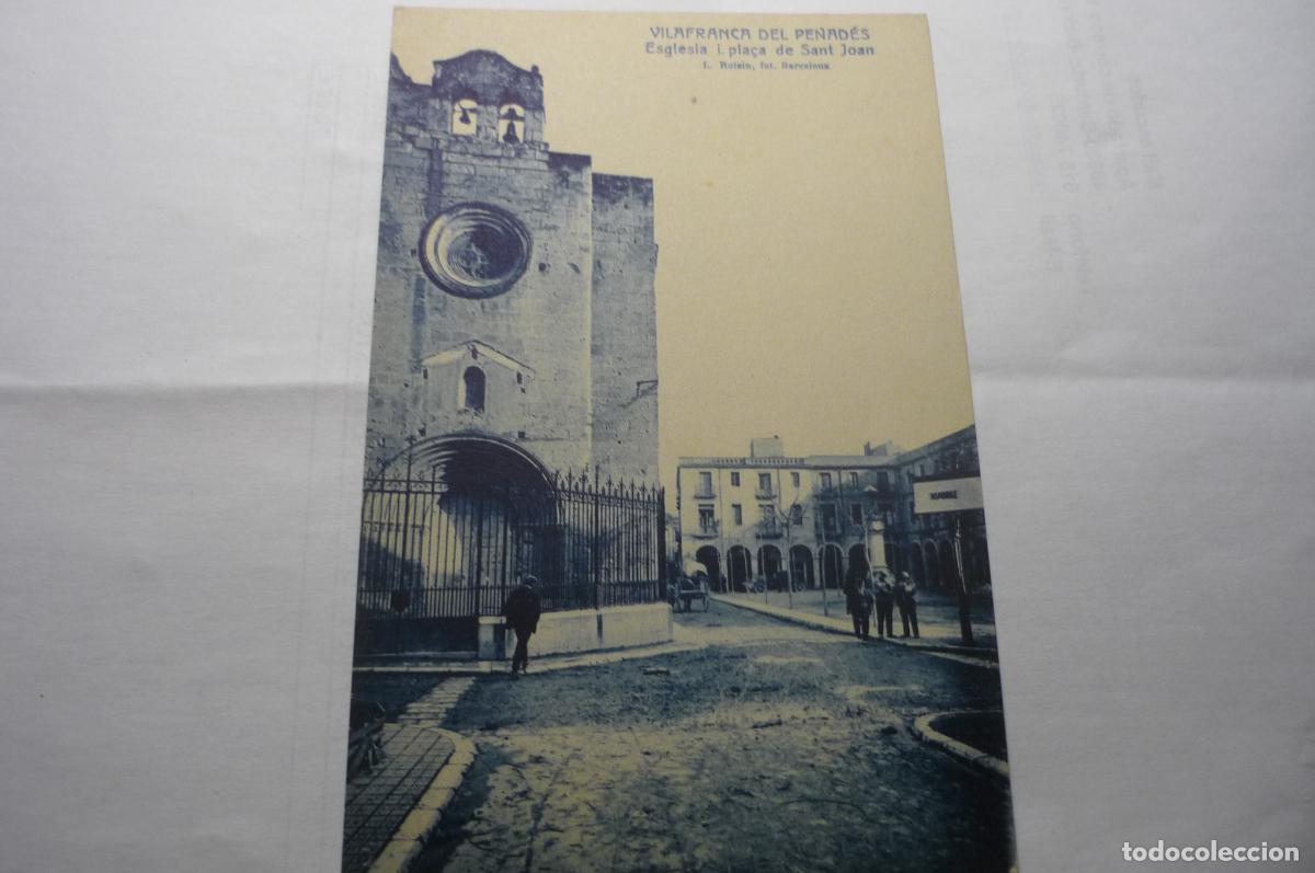 Postales: postal vilafranca del panades ,.iglesia y plaza s juan cm