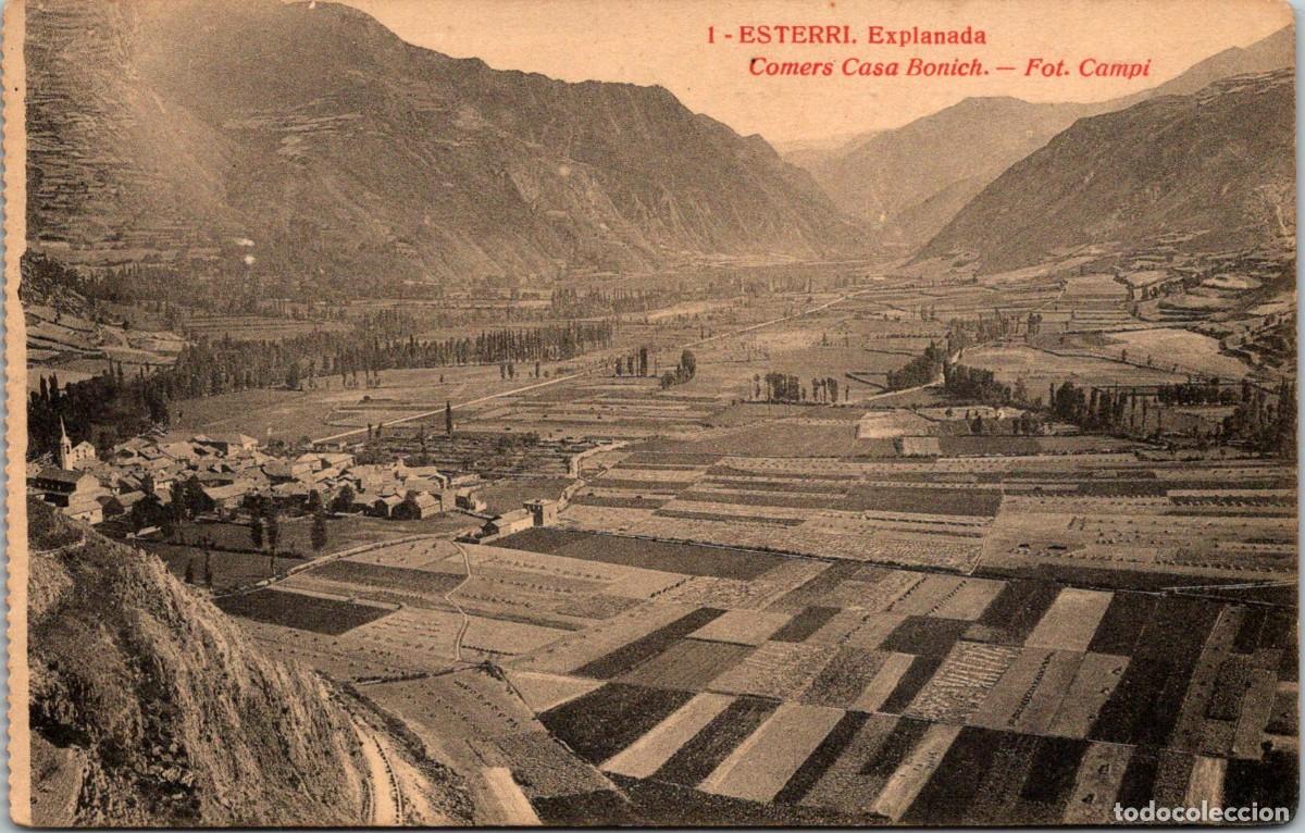 Postales: Esterri - Explanada - Fototipia Thomas - Foto Camp&iacute; - Comers Casa Bonich 1 - 140x89mm
