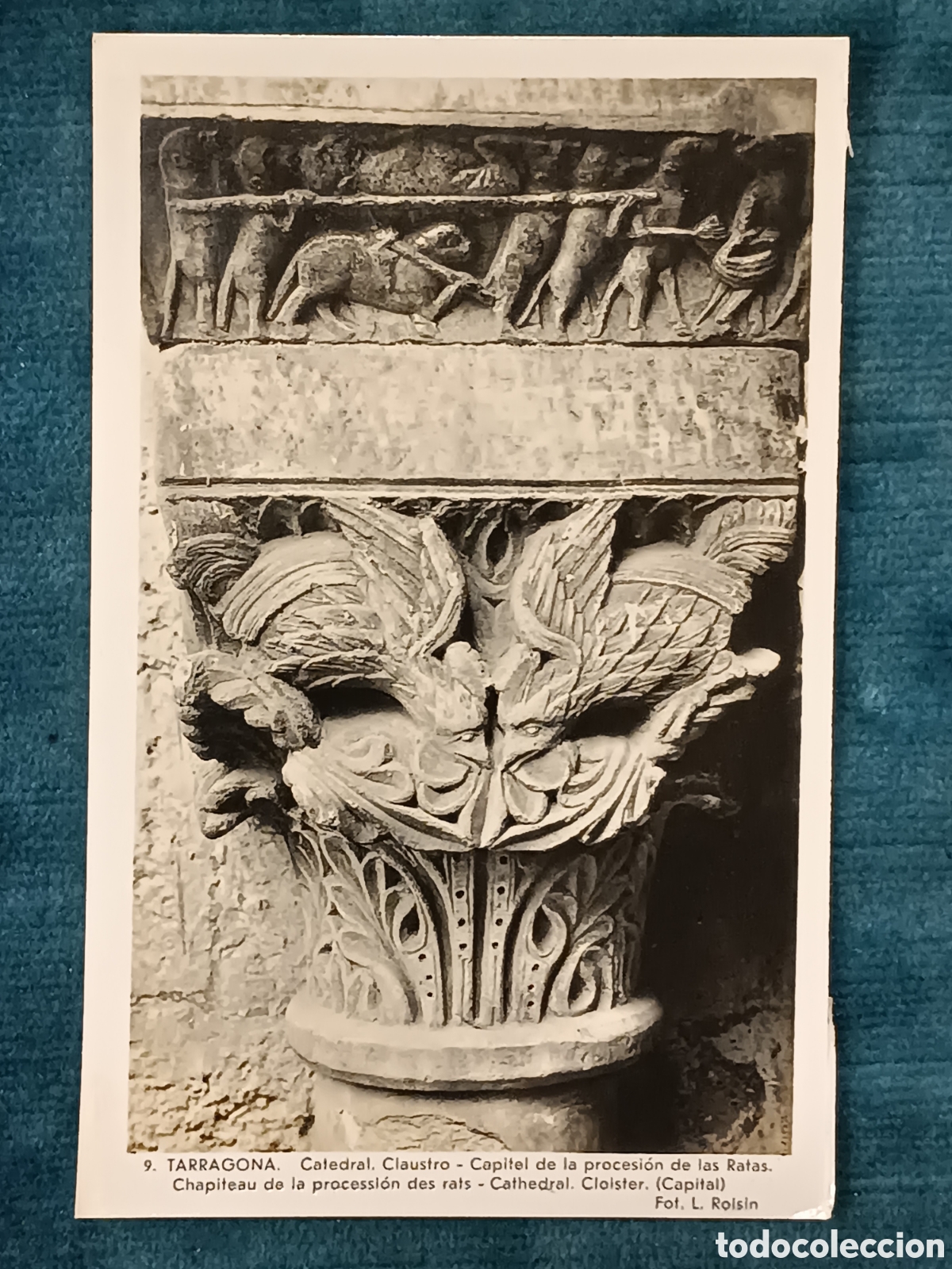 Postales: 9 TARRAGONA. Catedral. Claustro. Capitel de la procesi&oacute;n de las Ratas