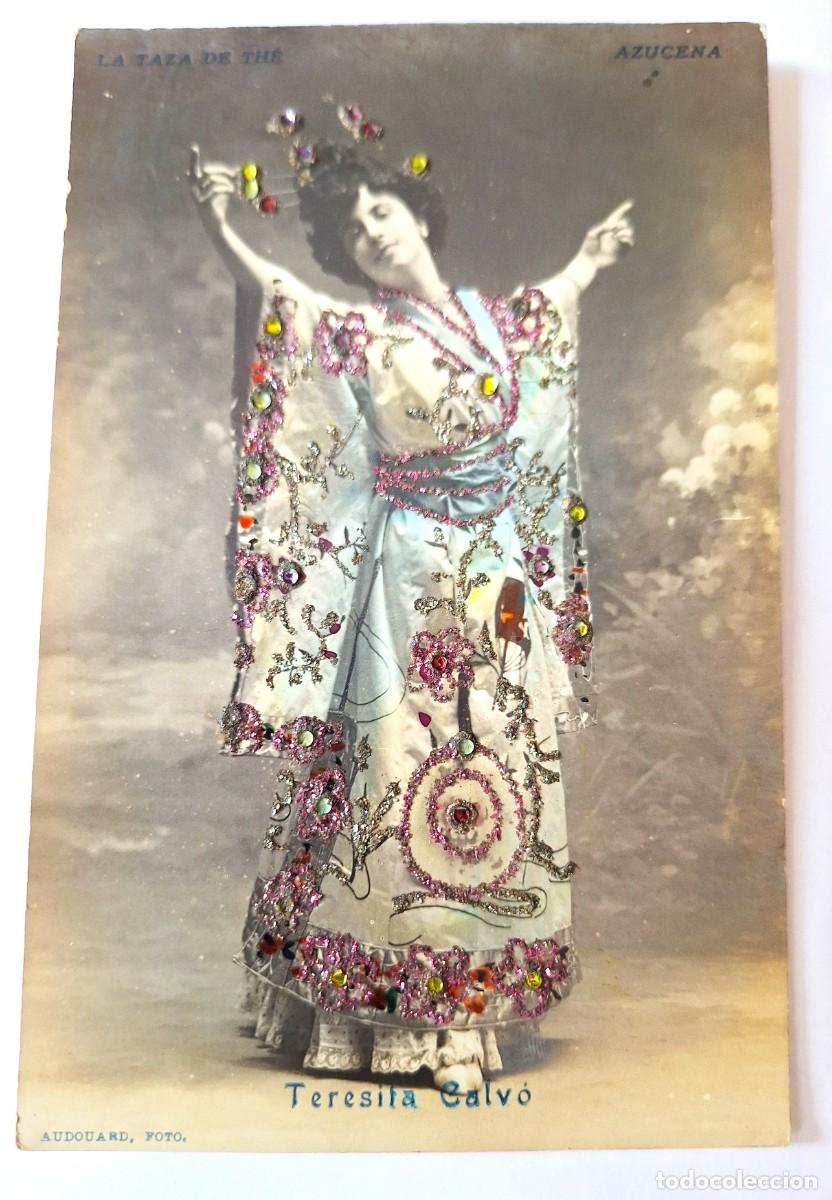 Postales: POSTAL MUY ANTIGUA COLOR- VESTIDO CON BRILLOS - MANUSCRITA EN 1907 - BUEN ESTADO