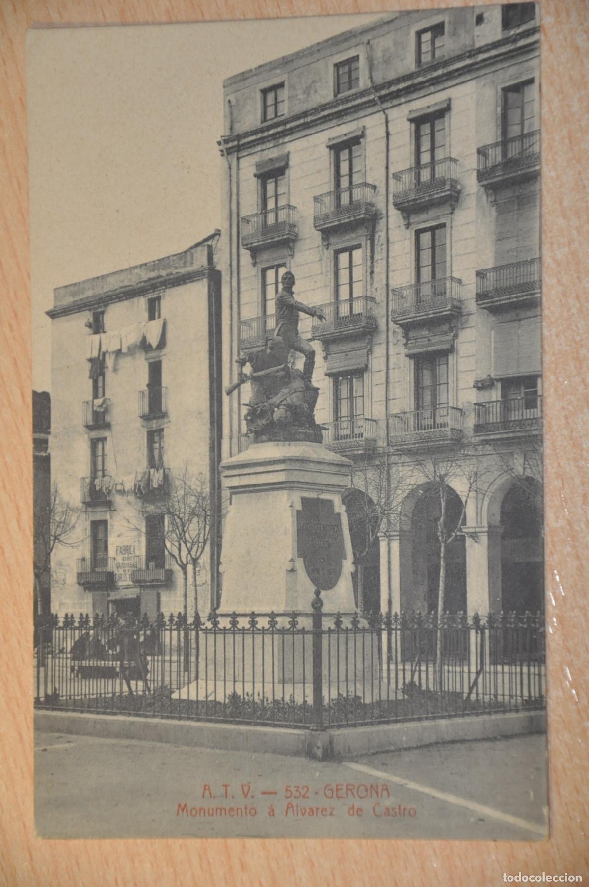 Postales: postal gerona, monumento a alvarez de castro atv 532