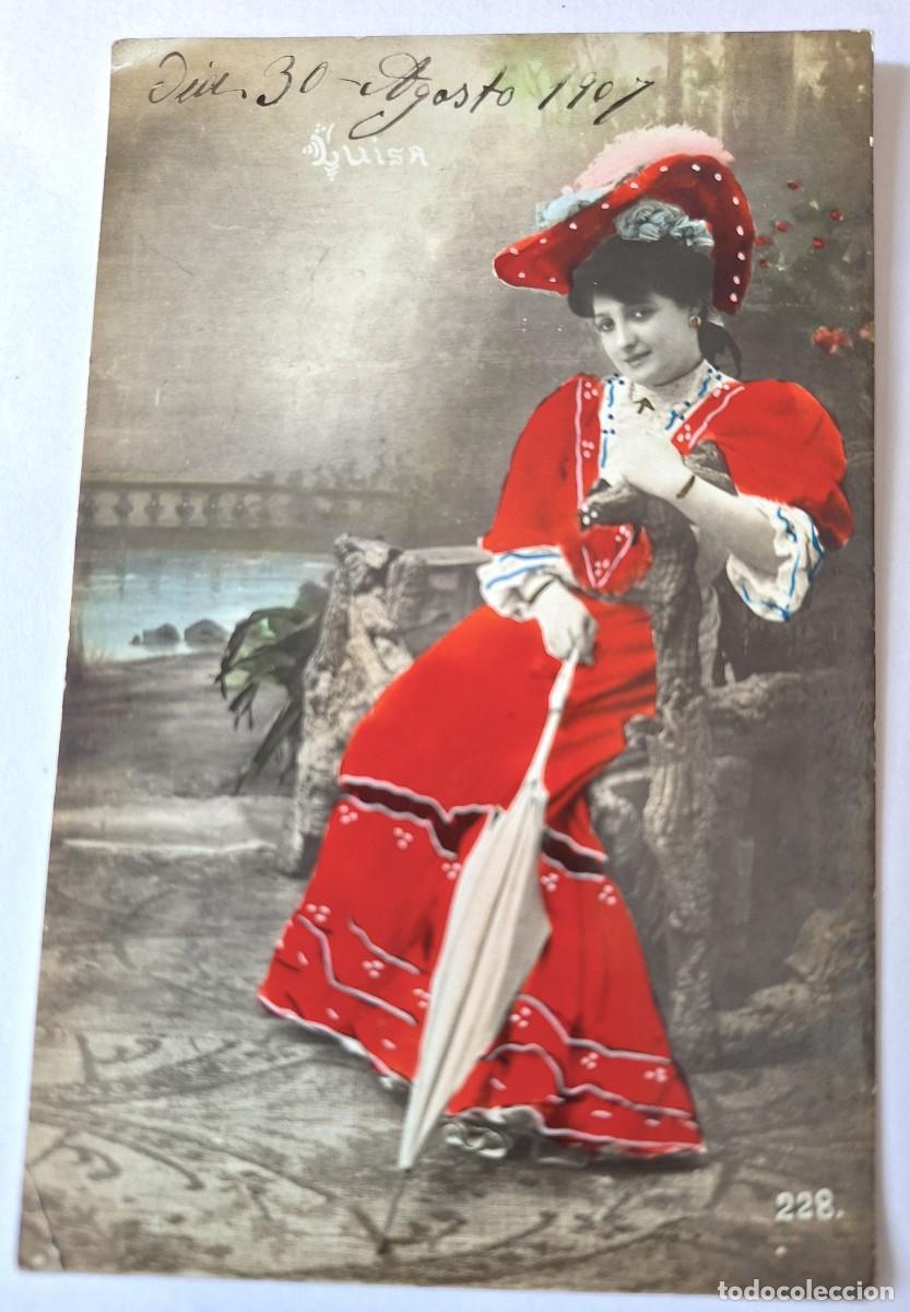 Postales: POSTAL MUY ANTIGUA COLOR - VESTIDOS EPOCA - MANUSCRITA EN 1907 - BUEN ESTADO