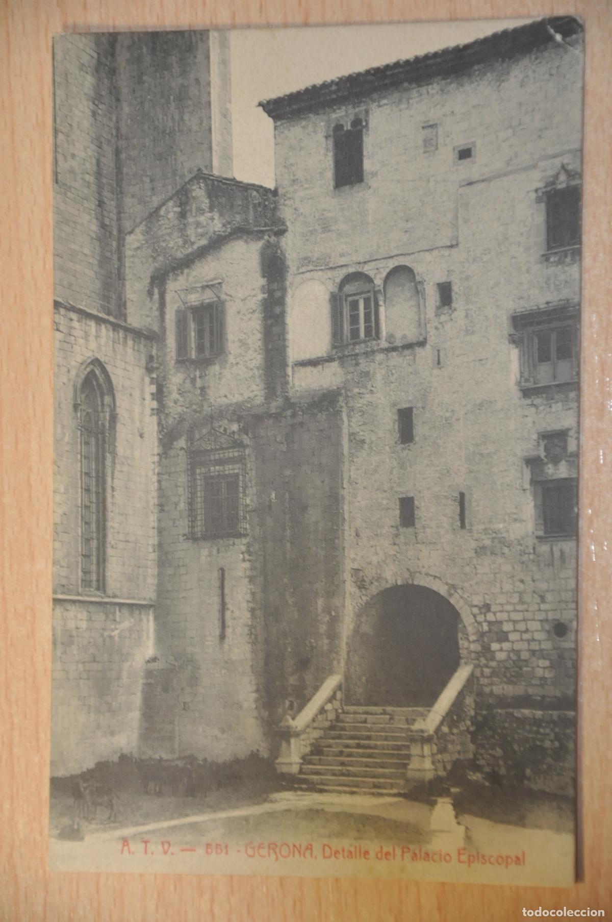 Postales: postal gerona, detalle del palacio episcopal atv 551