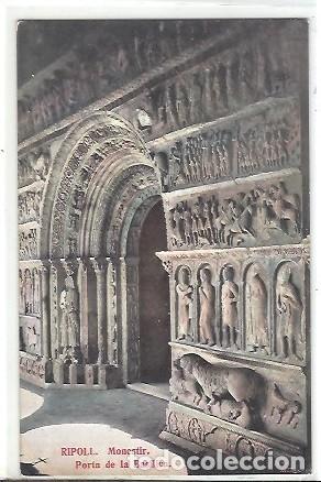 Postales: ANTIGUA POSTAL RIPOLL MONESTIR PORTA DE LA BASILICA M DURAN