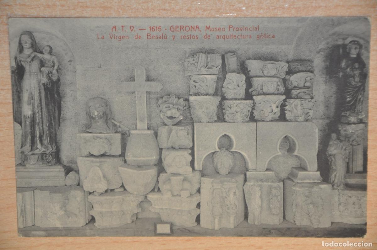 Postales: postal gerona, museo provincial, la virgen de besalu y restos arquitectura gotica atv 1615
