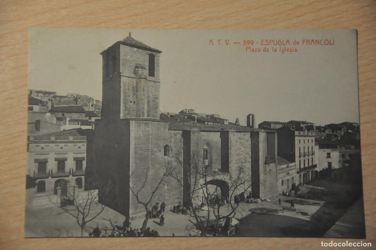 Postales: postal espugla de francoli, plaza de la iglesia atv 599