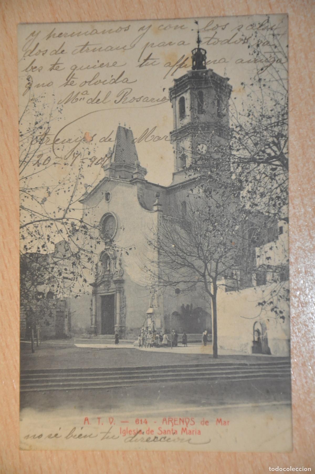 Postales: postal arenys de mar, iglesi de santa maria atv 614