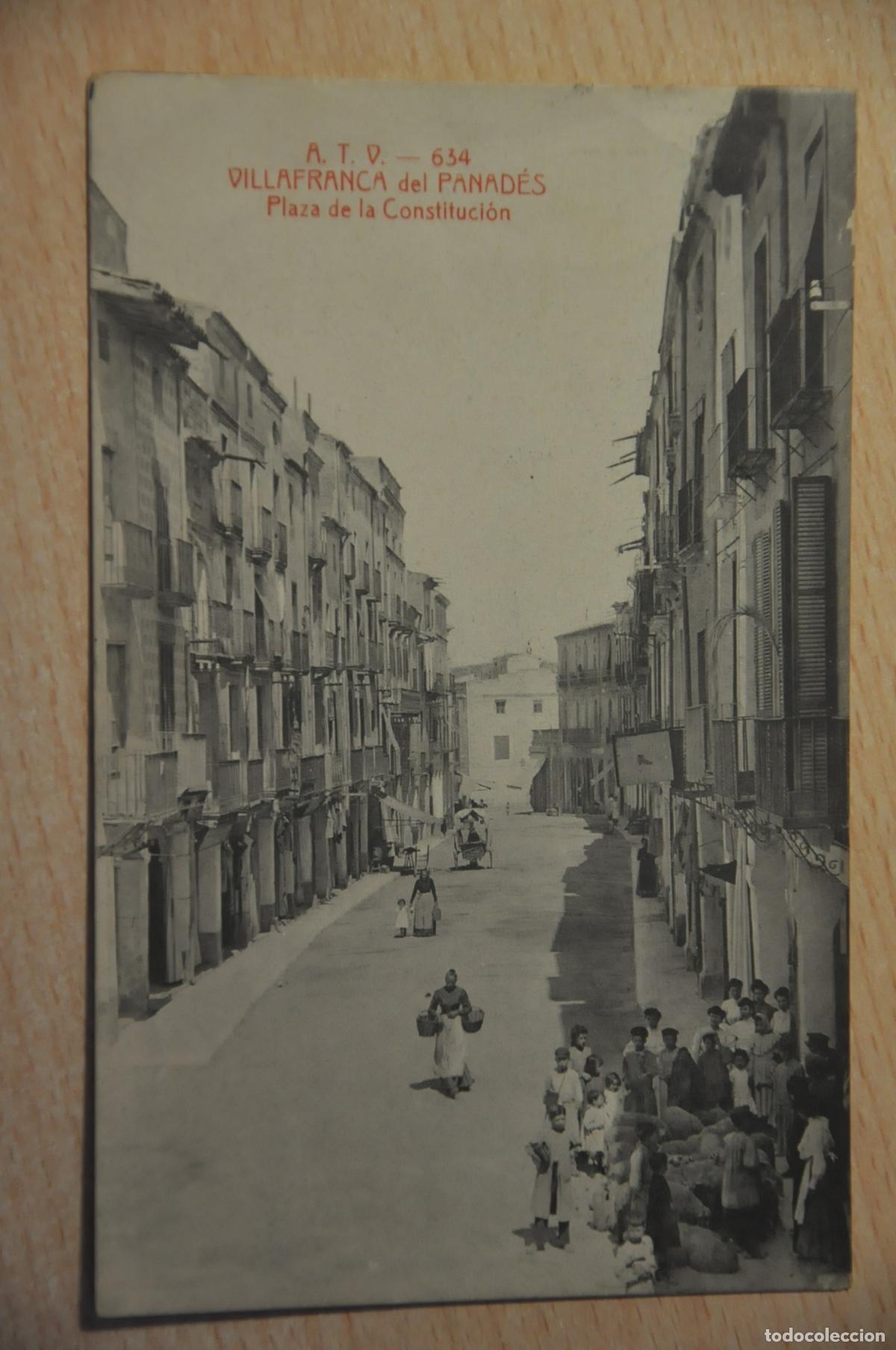 Postales: postal villafranca del panades, plaza de la constitucion atv 634