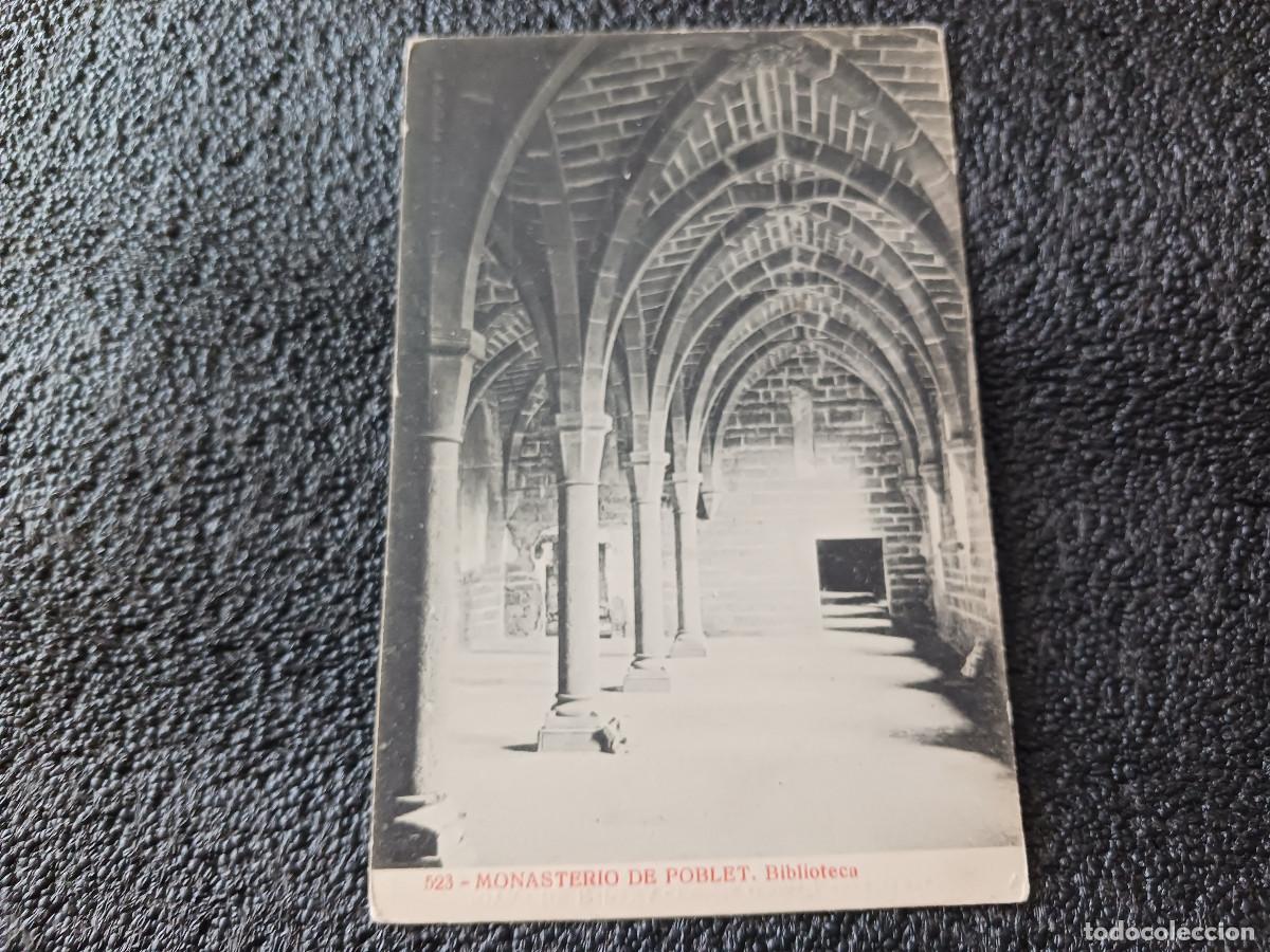 Postales: 523 monasterio de poblet, biblioteca. joyas de espa&ntilde;a, ed. almirall