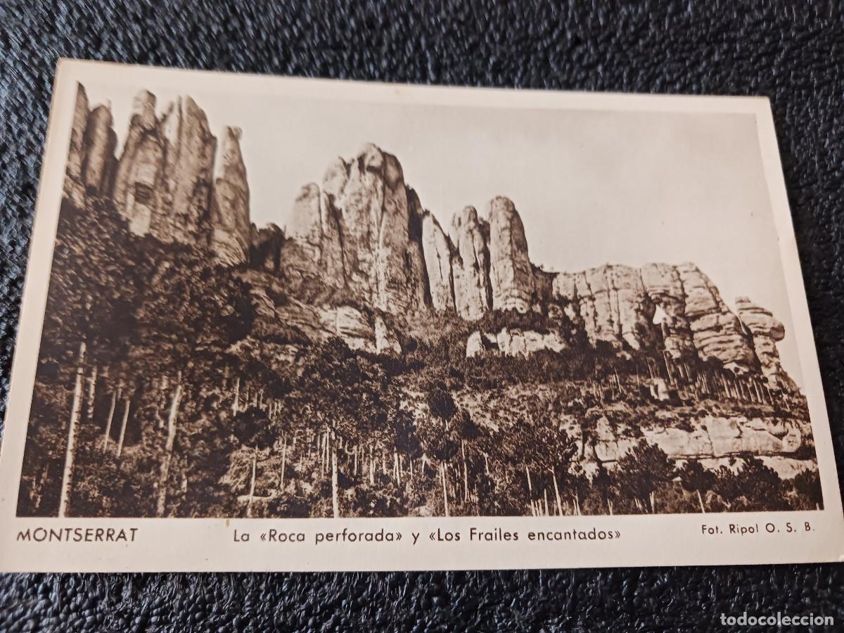Postales: montserrat la roca perforada y los frailes encantados, fot. ripol, huecograbados mumbru