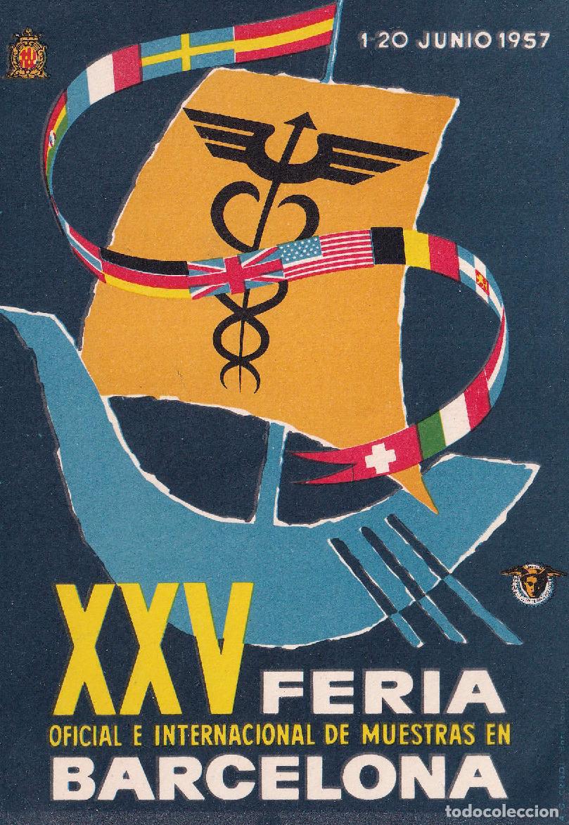 Postales: XXV FERIA OFICIAL E INTERNACIONAL DE MUESTRAS EN BARCELONA, 1-20 JUNIO 1957