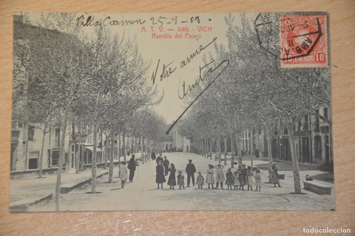 Postales: postal vich, vic, rambla del paseo atv 640