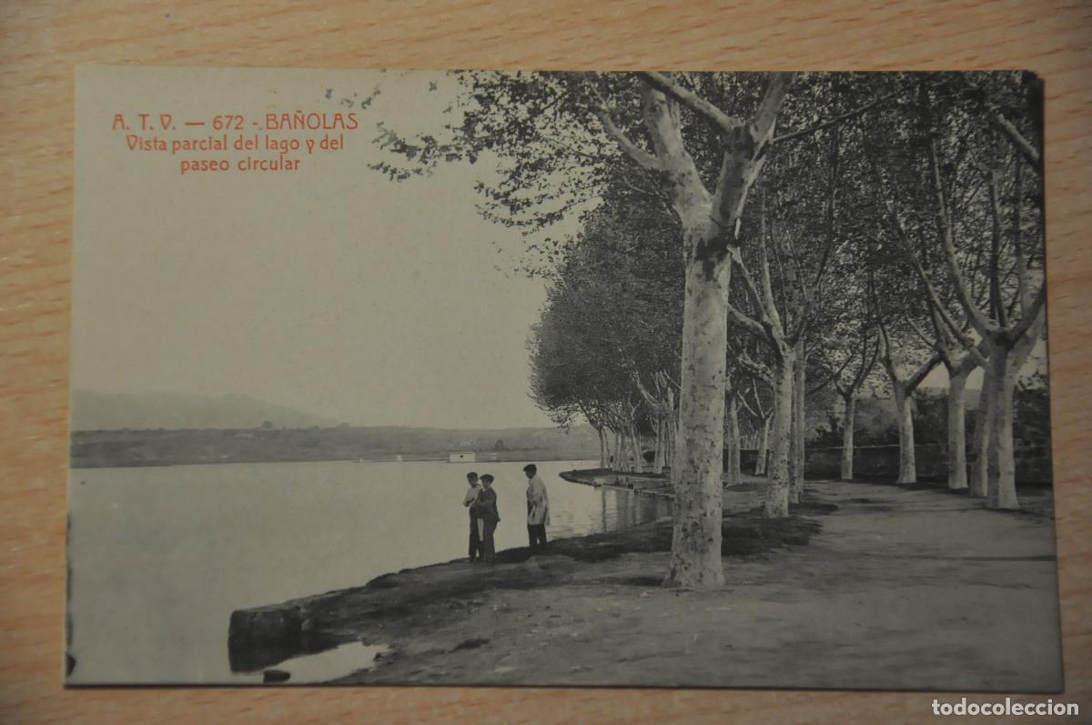 Postales: postal ba&ntilde;olas, banyoles, vista parcial del lago y del paseo circular atv 672