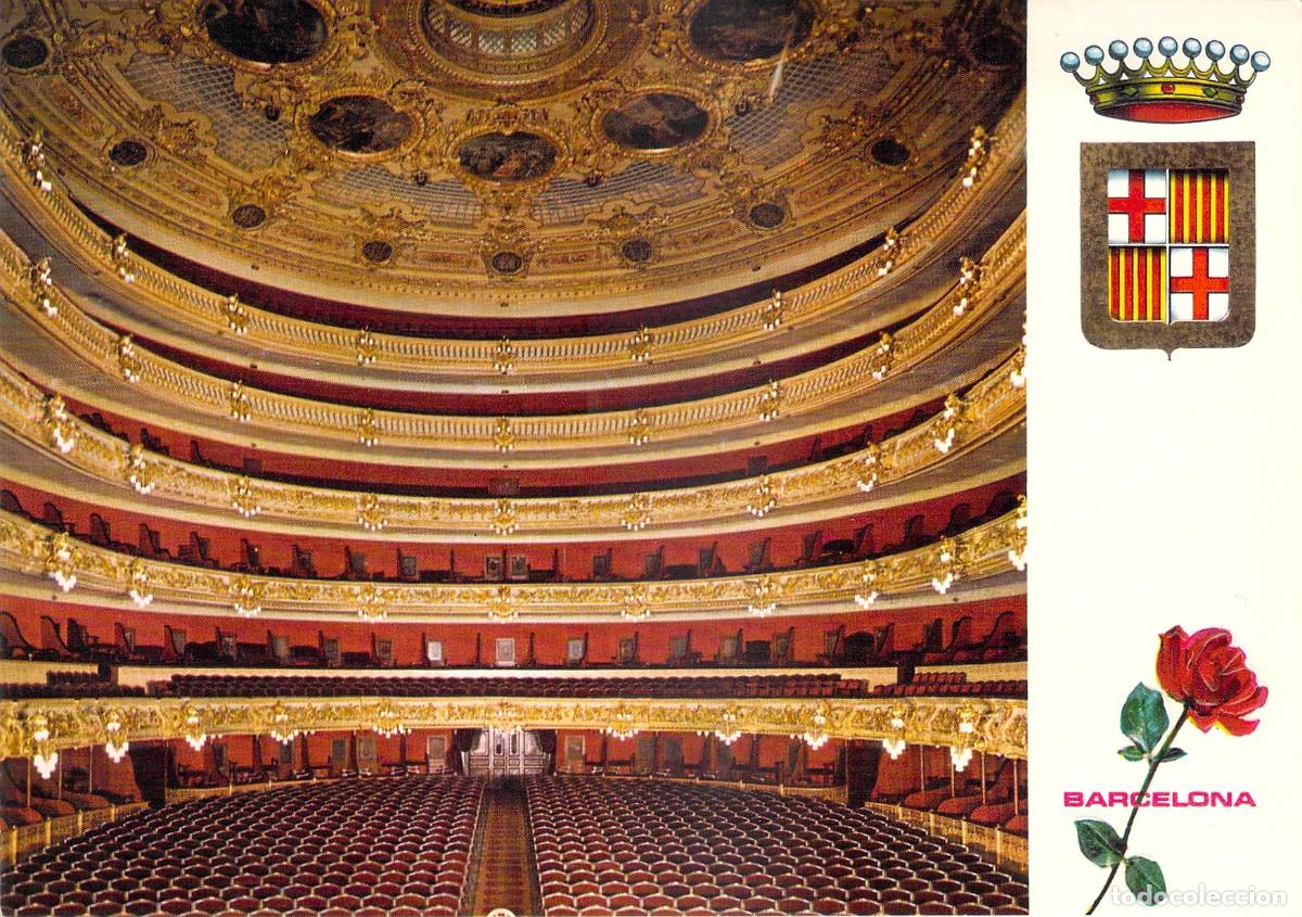 Postales: Postal de Barcelona - Gran Teatro del Liceo y Escudo de la Ciudad