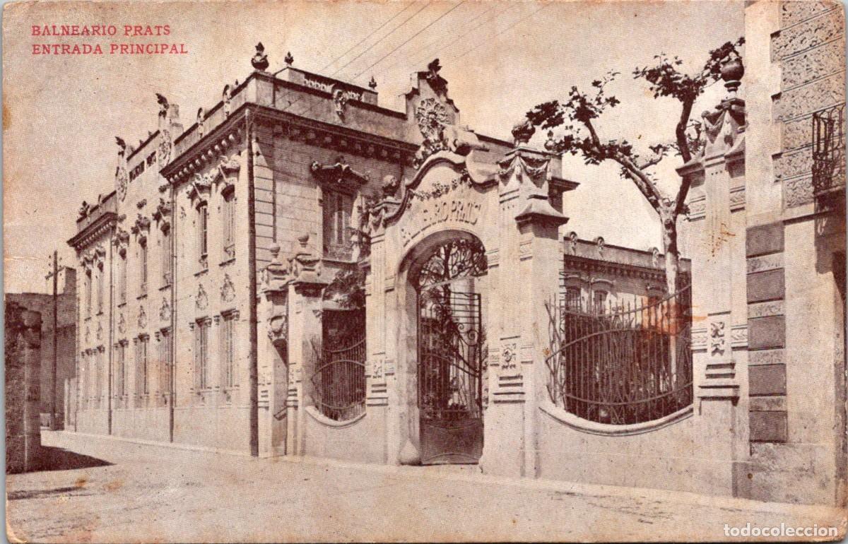 Postales: Caldas de Malavella - Balneario Prats - Entrada Principal - Imp. Elzeviriana - 138x89mm