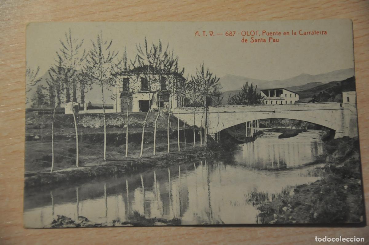 Postales: postal olot, puente en la carretera de santa pau atv 687