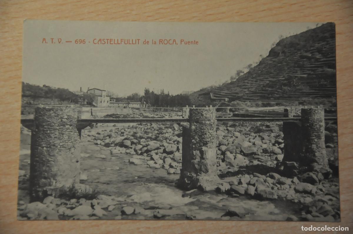 Postales: postal castellfullit de la roca, castellfollit, puente atv 696