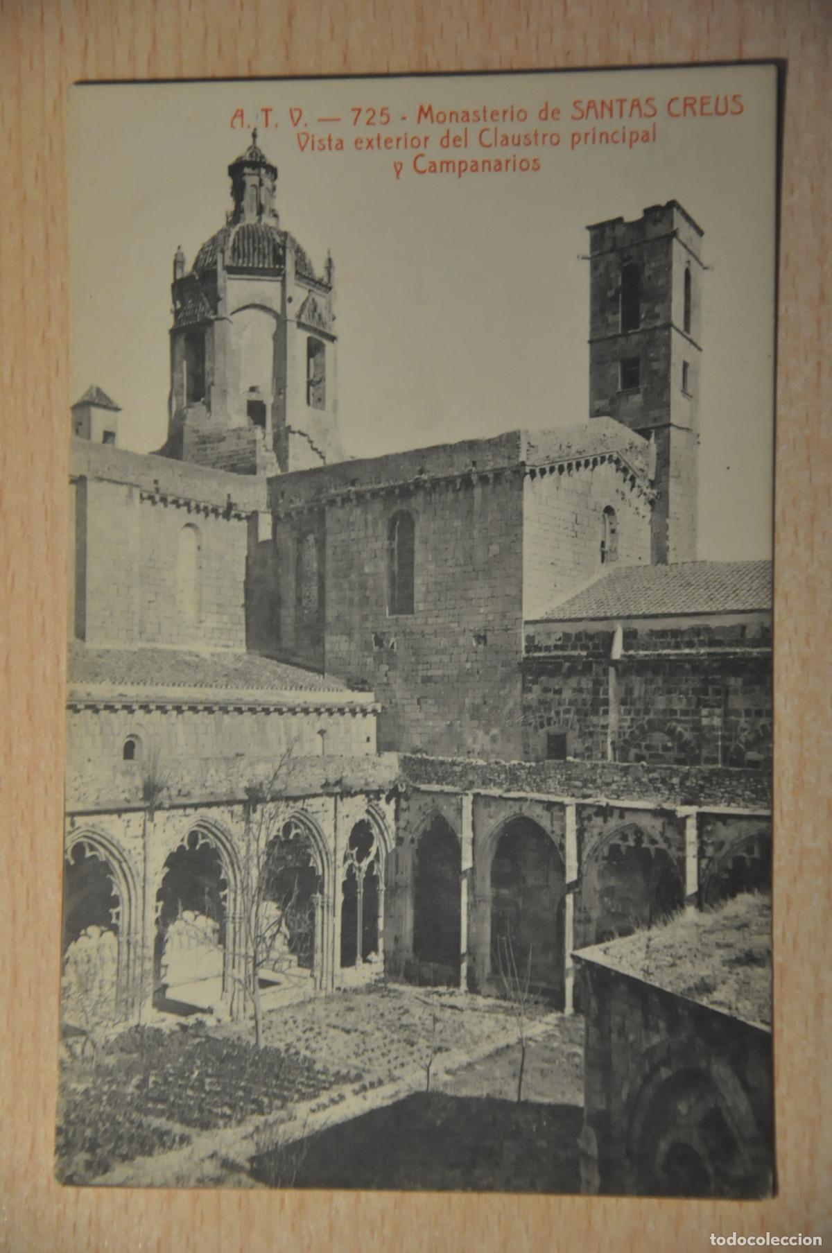 Postales: postal monasterio de santas creus, vista exterior del claustro principal y campanarios atv 725