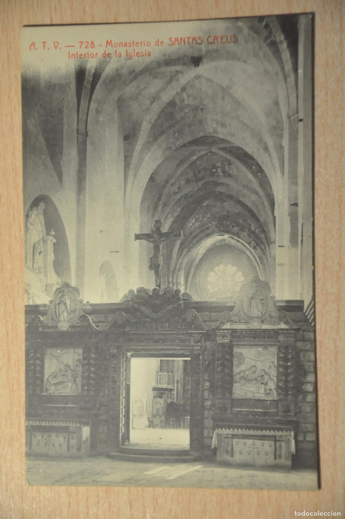 Postales: postal monasterio de santas creus, interior de la iglesia atv 728
