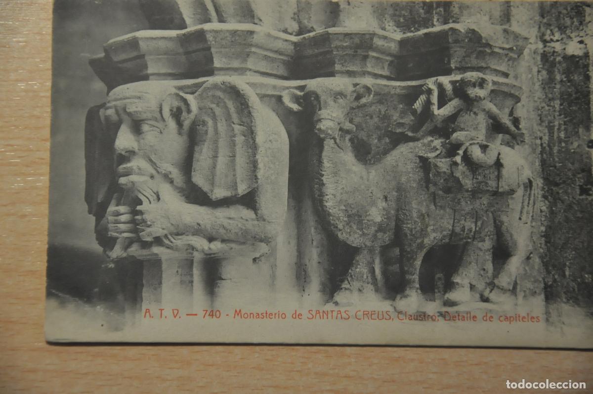 Postales: postal monasterio de santas creus, claustro detalle de capiteles atv 740