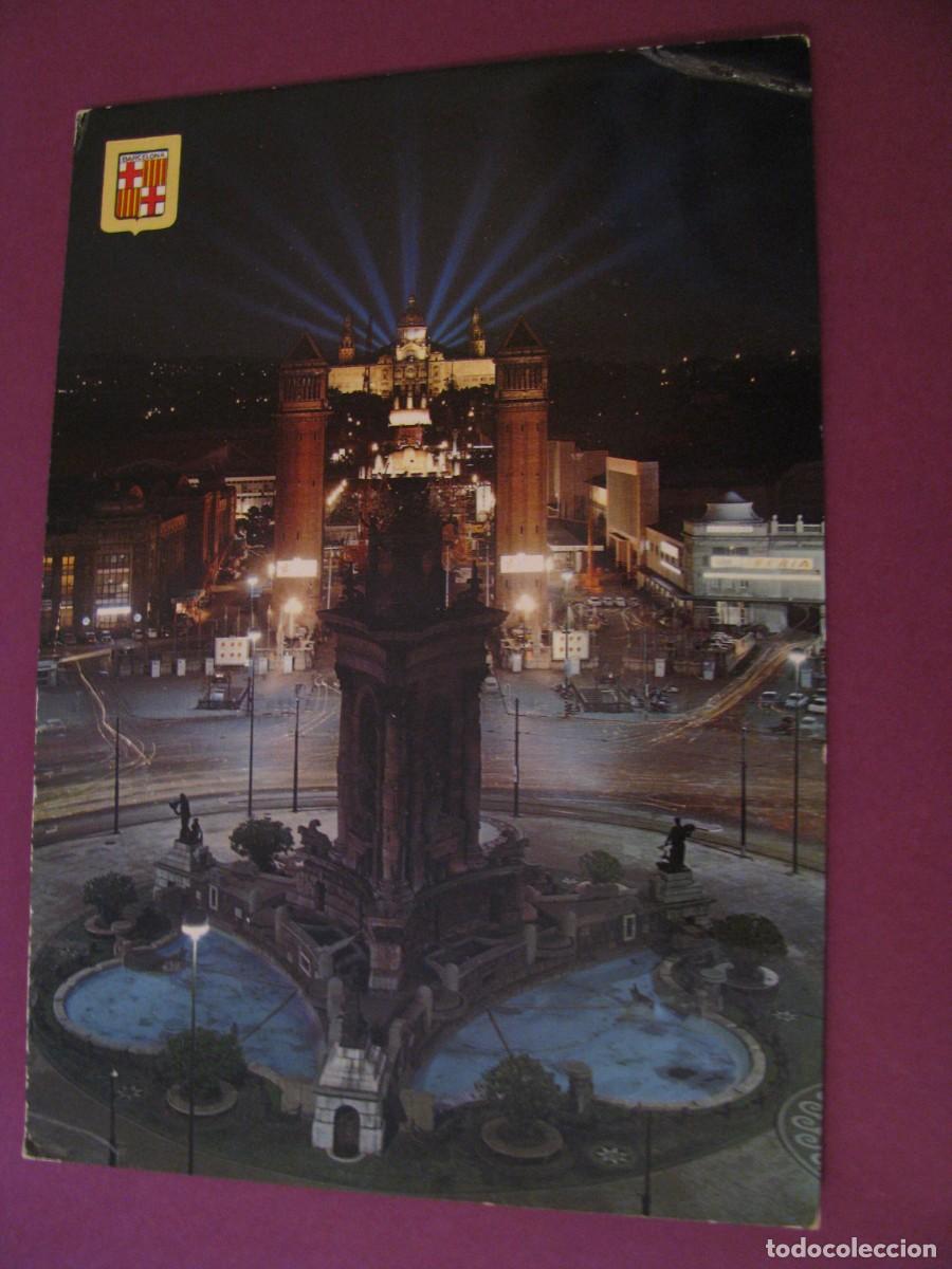 Postales: POSTAL DE BARCELONA. PLAZA DE ESPA&Ntilde;A Y EXPOSICION. ESCUDO DE ORO. CIRCULADA