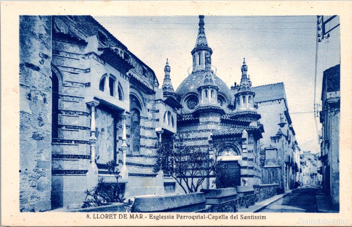 Postales: Lloret de Mar - Esglessia Parroquial Capella del Sant&iacute;ssim - Viuda J. Vilar&oacute; 8 - 142x91mm