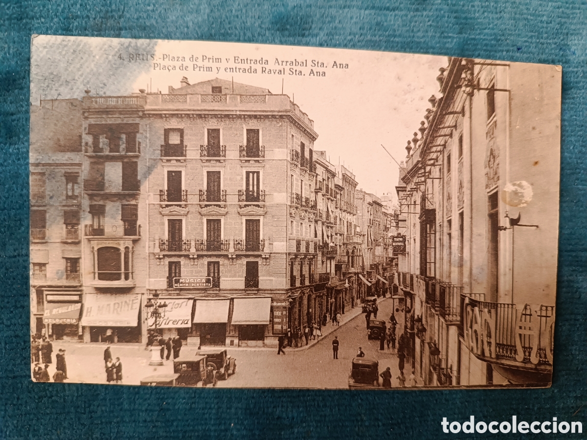 Postales: 4 REUS. Pla&ccedil;a de Prim y entrada Raval Sta. Ana