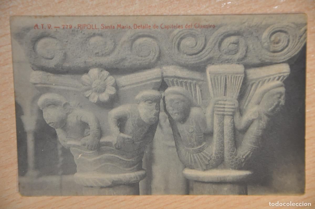 Postales: postal ripoll, santa maria, detalle de capiteles del claustro atv 779
