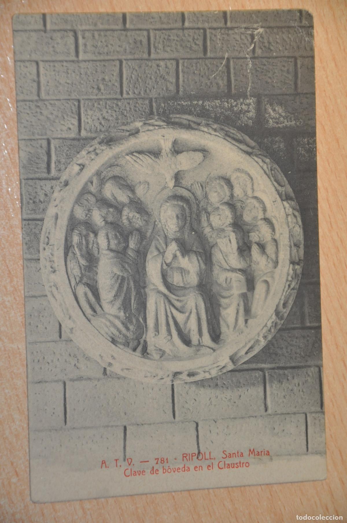 Postales: postal ripoll, santa maria, clave de boveda en el claustro atv 781