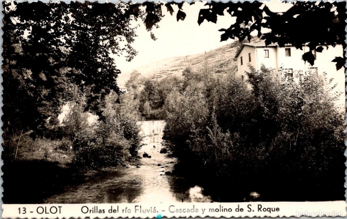 Postales: Olot - Orillas del r&iacute;o Fluvi&agrave; - Cascada y molino de S. Roque- Fotogr&aacute;fica - Sin m&aacute;s datos - 140x88mm