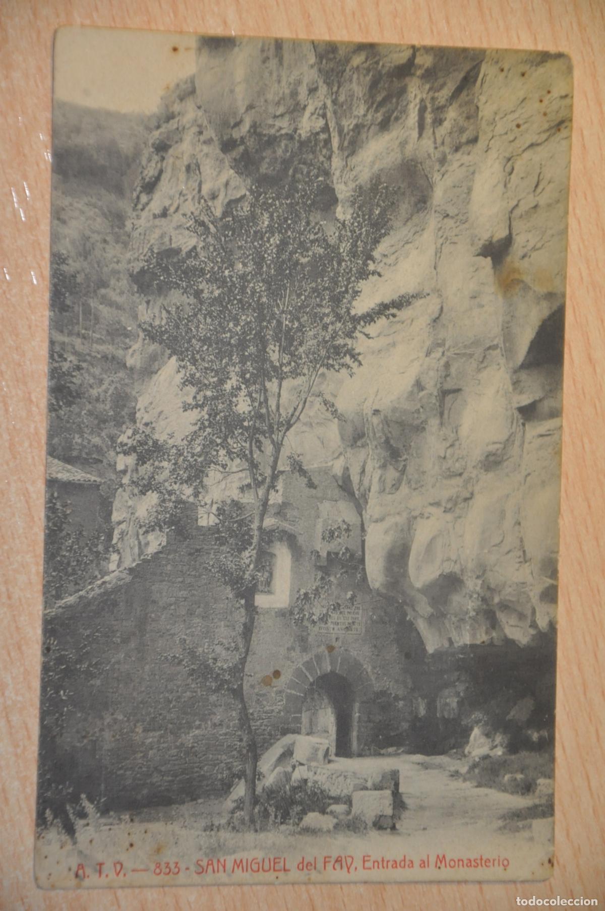 Postales: postal san miguel del fay, entrada al monasterio atv 833