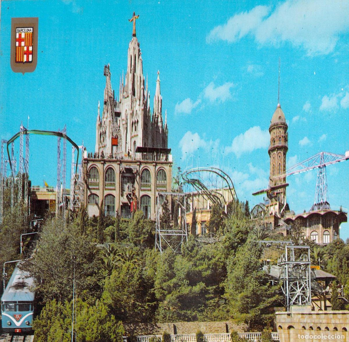 Postales: Postal de Barcelona - Vista General del Tibidabo y Templo del Sagrado Coraz&oacute;n