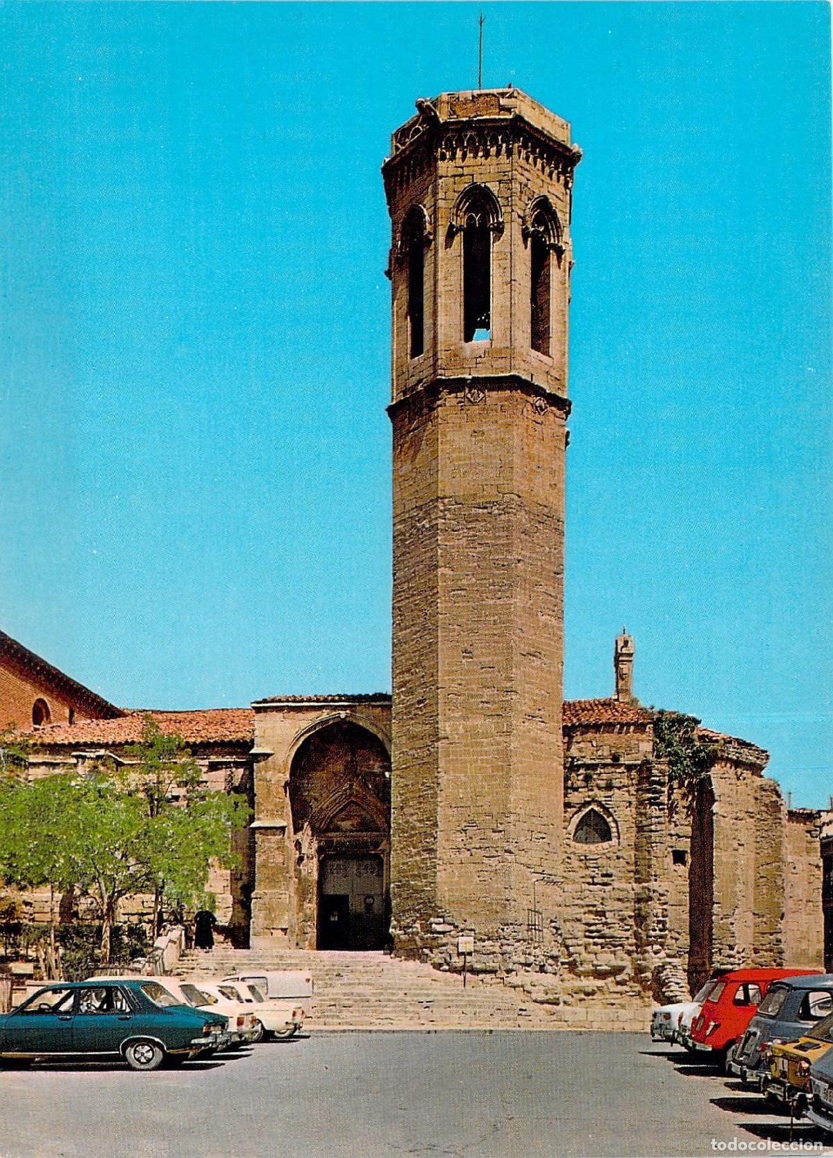 Postales: Postal Iglesia de San Lorenzo en L&eacute;rida con Torre G&oacute;tica