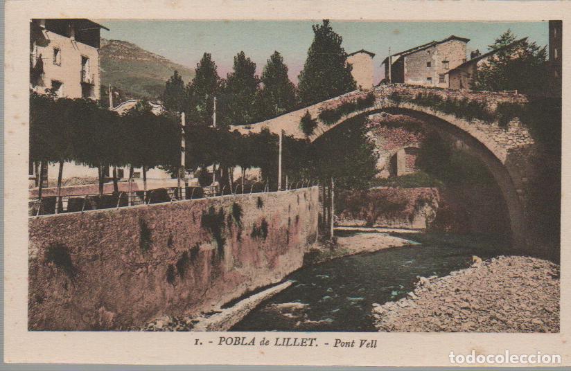 Postales: POBLA DE LILLET, PUENTE VIEJO, EDITOR ROISIN N&ordm; 1