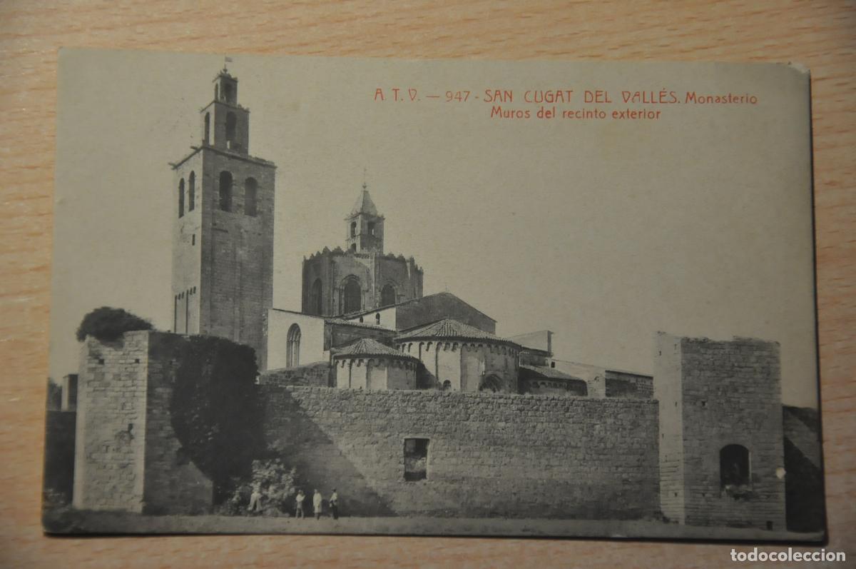 Postales: postal san cugat del valles, monasterio, muros del recinto exterior atv 947